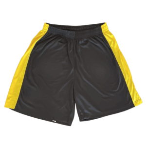 Short deportivo negro con franjas amarillas